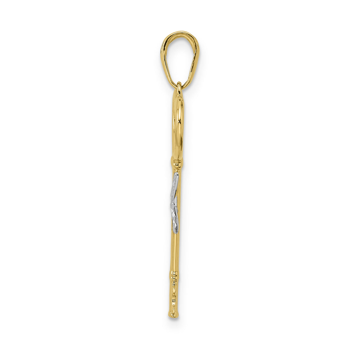 14k and White Rhodium Diamiond-cut Heart Key Pendant-M2931