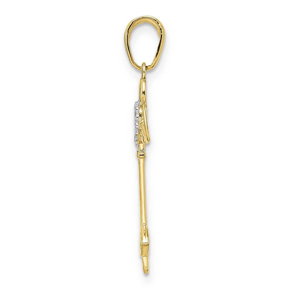 14k and White Rhodium D/C Heart/ Angel Wings Key Pendant-M2933