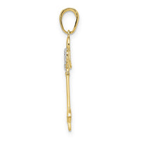 14k and White Rhodium D/C Heart/ Angel Wings Key Pendant-M2933