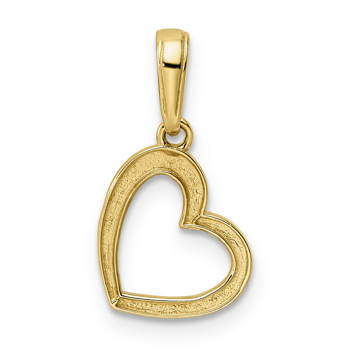 14k and White Rhodium Diamond-cut Heart Pendant-M2934