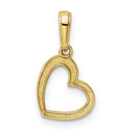 14k and White Rhodium Diamond-cut Heart Pendant-M2934