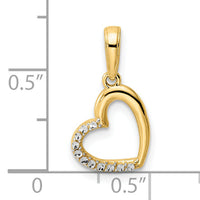14k and White Rhodium Diamond-cut Heart Pendant-M2934