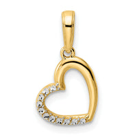 14k and White Rhodium Diamond-cut Heart Pendant-M2934
