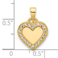 14k and White Rhodium Diamond-cut Border Heart Pendant-M2935