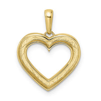 14k and White Rhodium Diamond-cut Fancy Heart Pendant-M2939