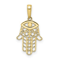 14k & White Rhodium D/C Evil Eye Hamsa Pendant-M2943