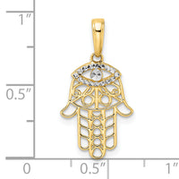 14k & White Rhodium D/C Evil Eye Hamsa Pendant-M2943