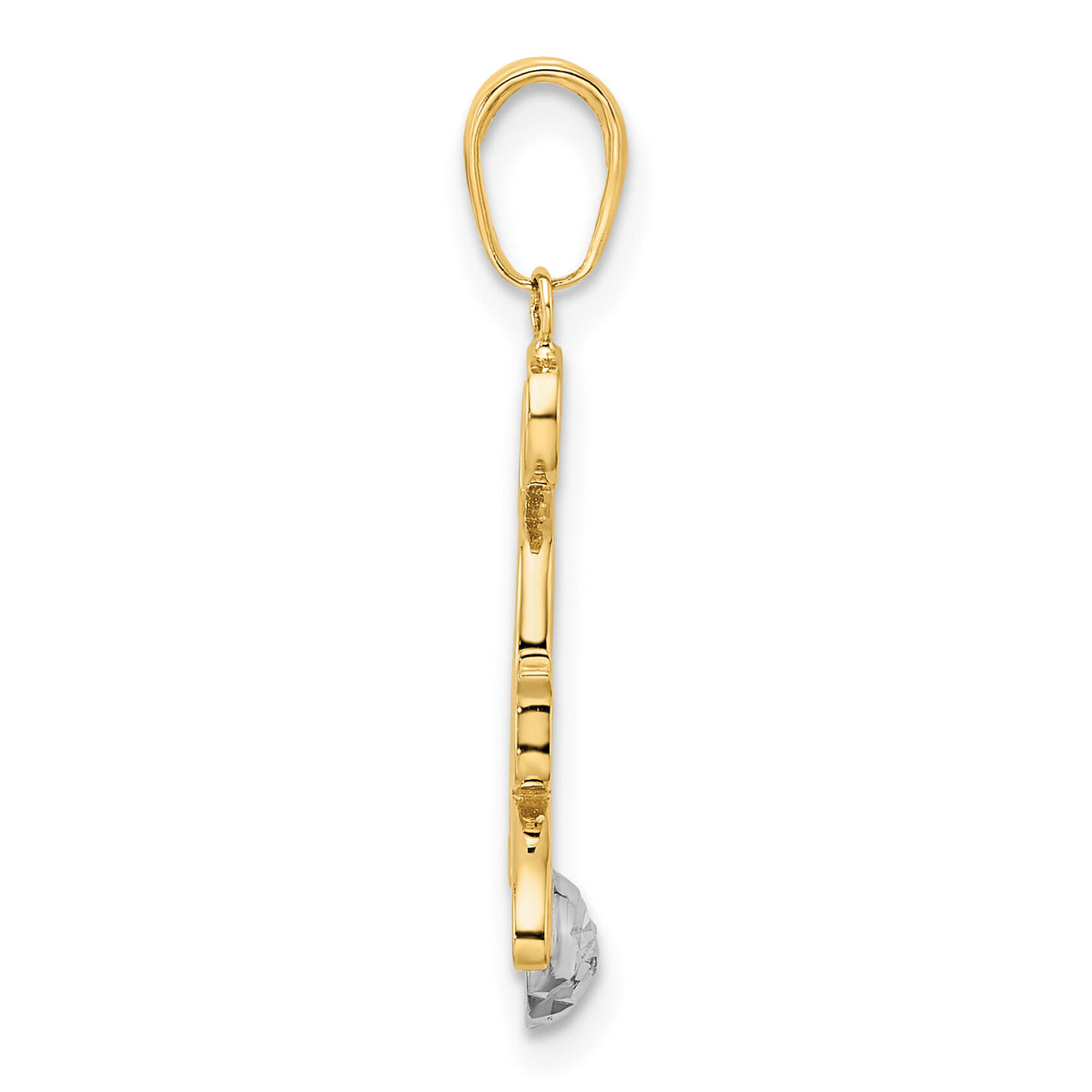 14k and White Rhodium Diamond-cut Cat and Ball Pendant-M2950