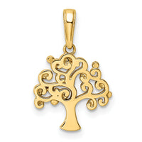 14k and White Rhodium Diamond-cut Tree of Life Pendant-M2951
