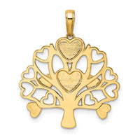 14k and White Rhodium Diamond-cut Heart Tree of Life Pendant-M2952
