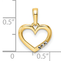 14k and White Rhodium Diamond-cut Heart Pendant-M2953