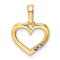 14k and White Rhodium Diamond-cut Heart Pendant-M2953