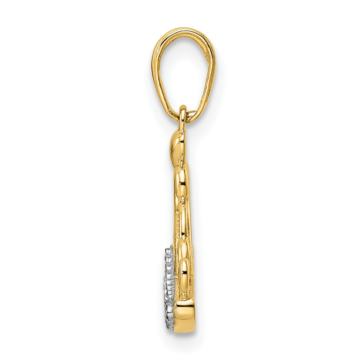 14k and White Rhodium Diamond-cut Crown Pendant-M2956