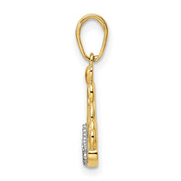14k and White Rhodium Diamond-cut Crown Pendant-M2956