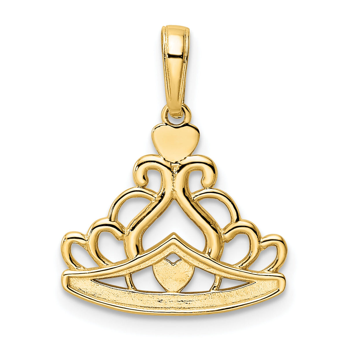 14k and White Rhodium Diamond-cut Crown Pendant-M2956