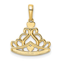 14k and White Rhodium Diamond-cut Crown Pendant-M2956