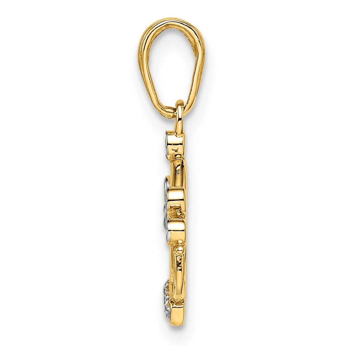 14k and White Rhodium Diamond-cut Crown Pendant-M2957