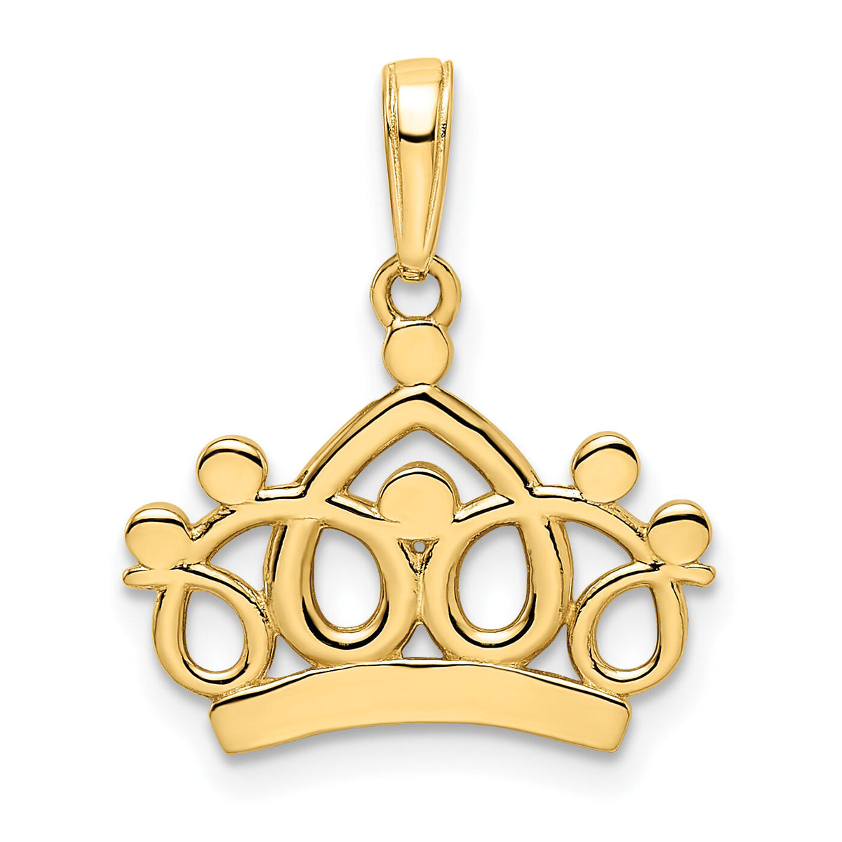 14k and White Rhodium Diamond-cut Crown Pendant-M2957