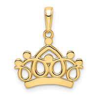 14k and White Rhodium Diamond-cut Crown Pendant-M2957