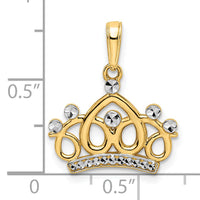 14k and White Rhodium Diamond-cut Crown Pendant-M2957