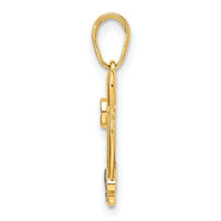 14k and White Rhodium Diamond-cut Crown Pendant-M2958