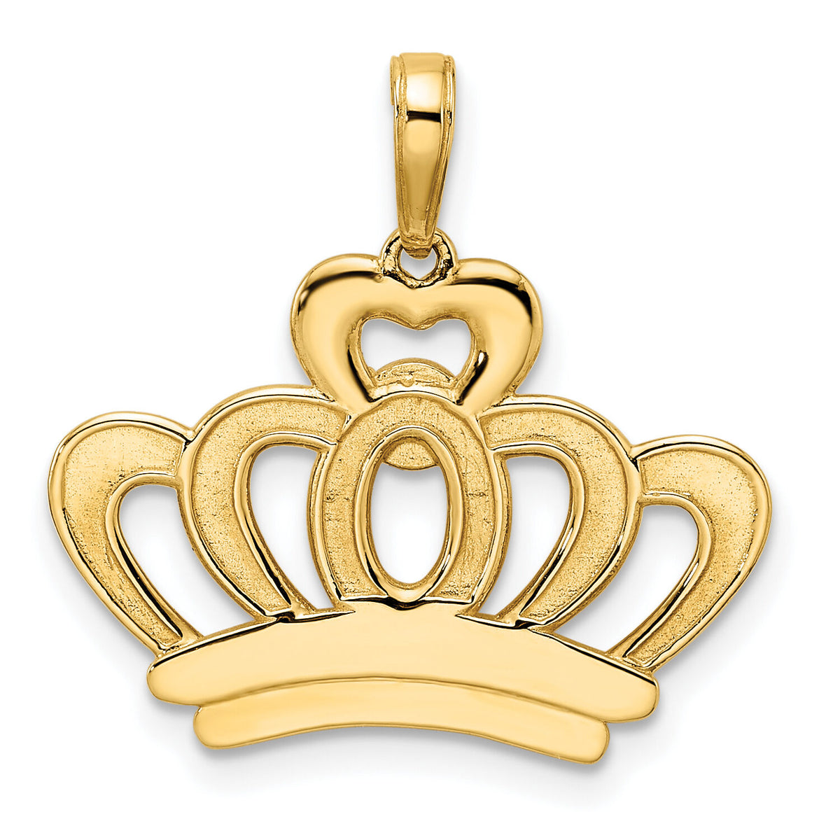 14k and White Rhodium Diamond-cut Crown Pendant-M2958