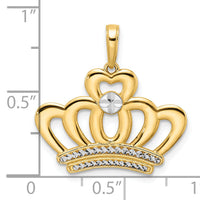 14k and White Rhodium Diamond-cut Crown Pendant-M2958