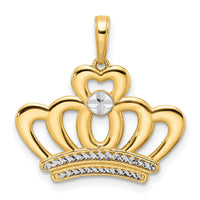 14k and White Rhodium Diamond-cut Crown Pendant-M2958