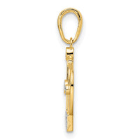 14k and White Rhodium Diamond-cut Crown Pendant-M2960