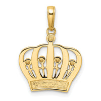 14k and White Rhodium Diamond-cut Crown Pendant-M2960