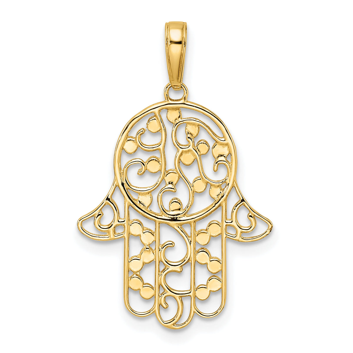 14k & White Rhodium D/C Fancy Hamsa Pendant-M2963