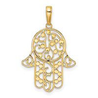 14k & White Rhodium D/C Fancy Hamsa Pendant-M2963