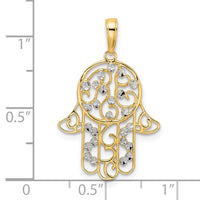 14k & White Rhodium D/C Fancy Hamsa Pendant-M2963