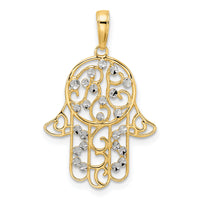 14k & White Rhodium D/C Fancy Hamsa Pendant-M2963