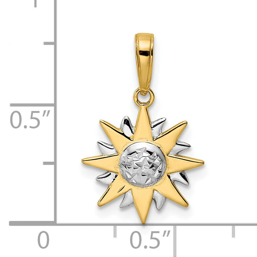 14k & White Rhodium D/C Sun Pendant-M2964