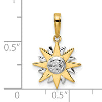 14k & White Rhodium D/C Sun Pendant-M2964