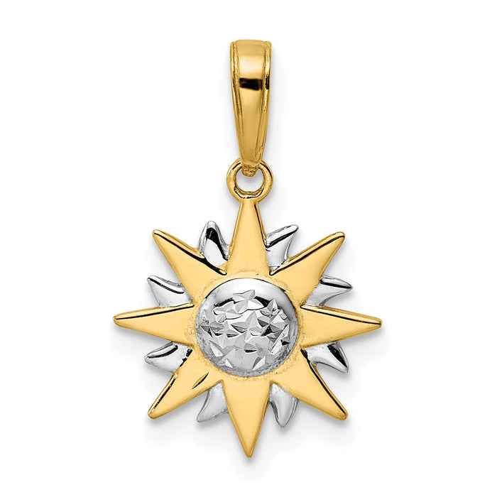 14k & White Rhodium D/C Sun Pendant-M2964