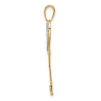 14k w/White and Rose Rhodium Diamond-cut Hearts Key Pendant-M2965