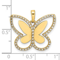 14k and White Rhodium Diamond-cut Butterfly Pendant-M2967