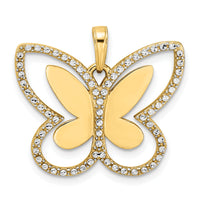 14k and White Rhodium Diamond-cut Butterfly Pendant-M2967