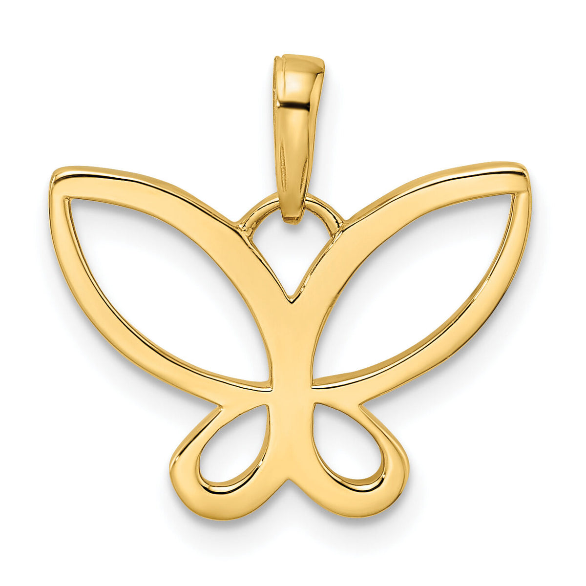 14k and White Rhodium Diamond-cut Butterfly Pendant-M2970