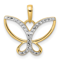 14k and White Rhodium Diamond-cut Butterfly Pendant-M2970