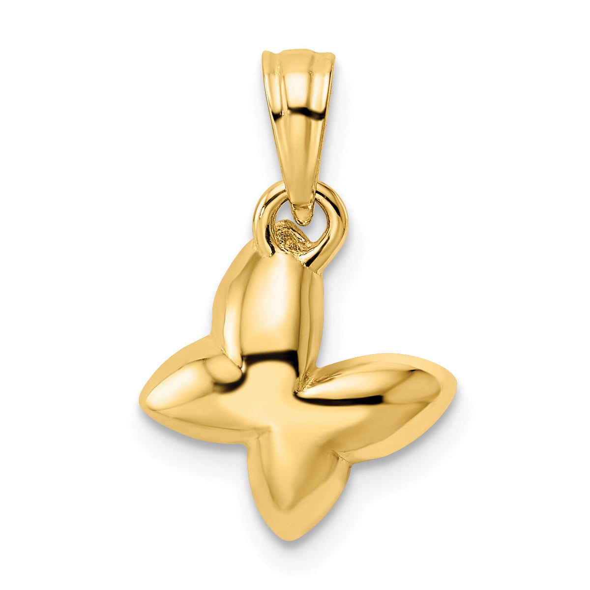 14k and White Rhodium Half Diamond-cut Butterfly Pendant-M2971
