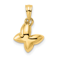 14k and White Rhodium Half Diamond-cut Butterfly Pendant-M2971