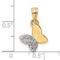 14k and White Rhodium Half Diamond-cut Butterfly Pendant-M2971