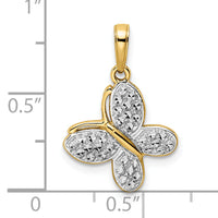 14k and White Rhodium Diamond-cut Fancy Butterfly Pendant-M2972