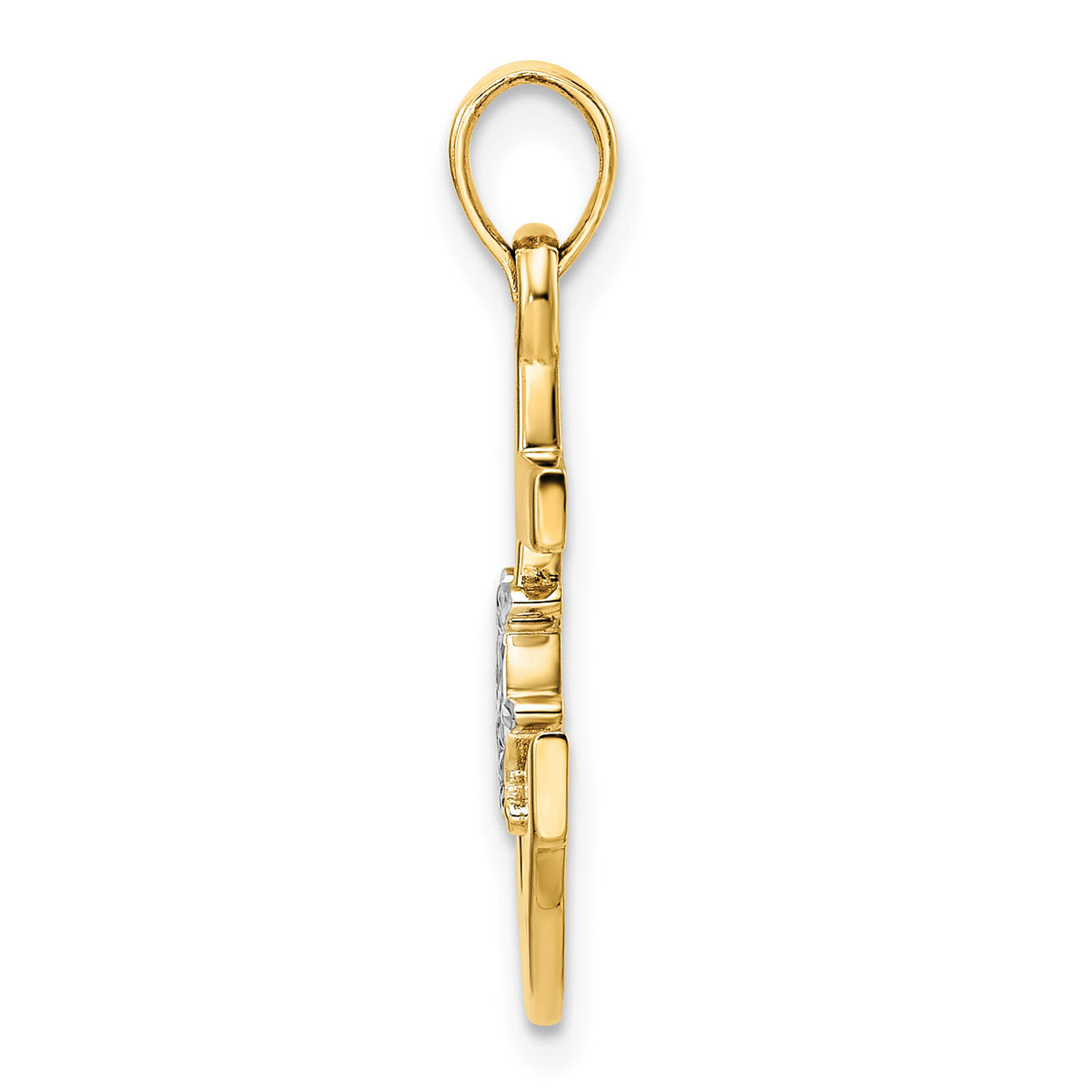 14k/White Rhodium D/C Anchor and Ship's Wheel Pendant-M2974