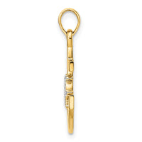 14k/White Rhodium D/C Anchor and Ship's Wheel Pendant-M2974