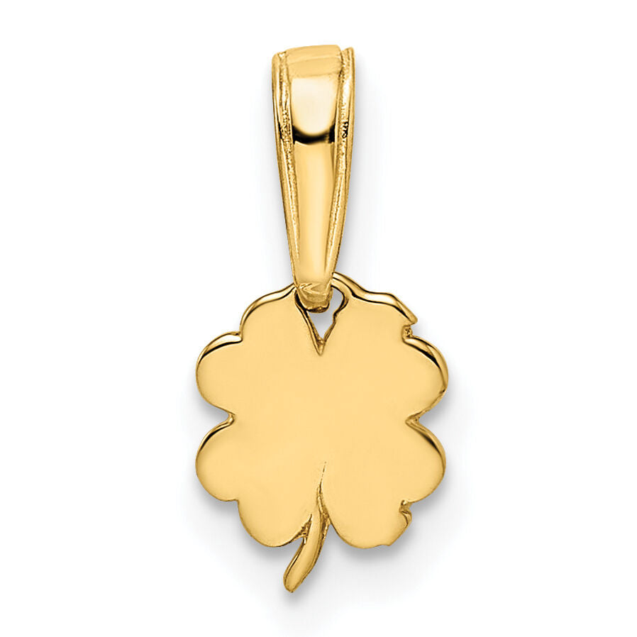14k & White Rhodium D/C 4 Leaf Clover Pendant-M2977