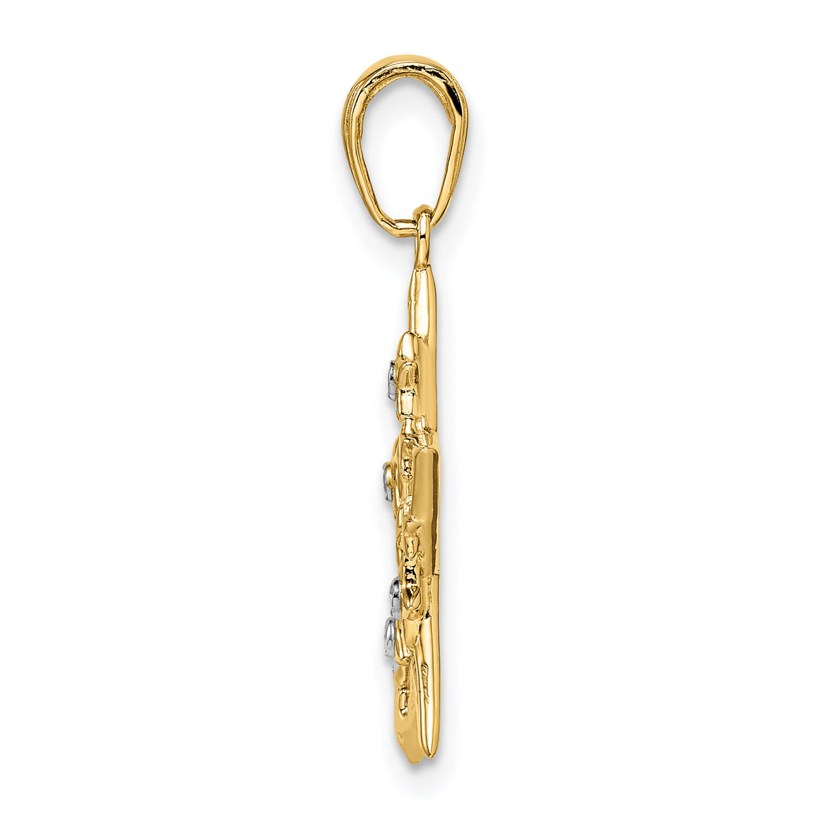 14k & White Rhodium D/C Stars Pendant-M2978